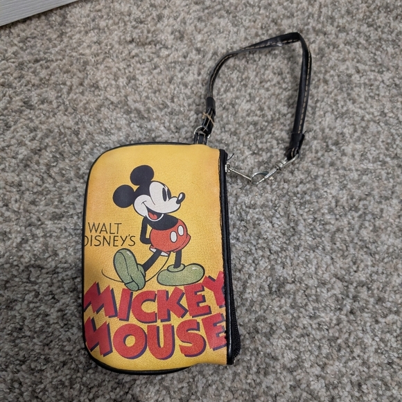 Walt Disney Yellow and Black Mickey Mouse Wristlet Clutch with Zipper - Picture 1 of 8